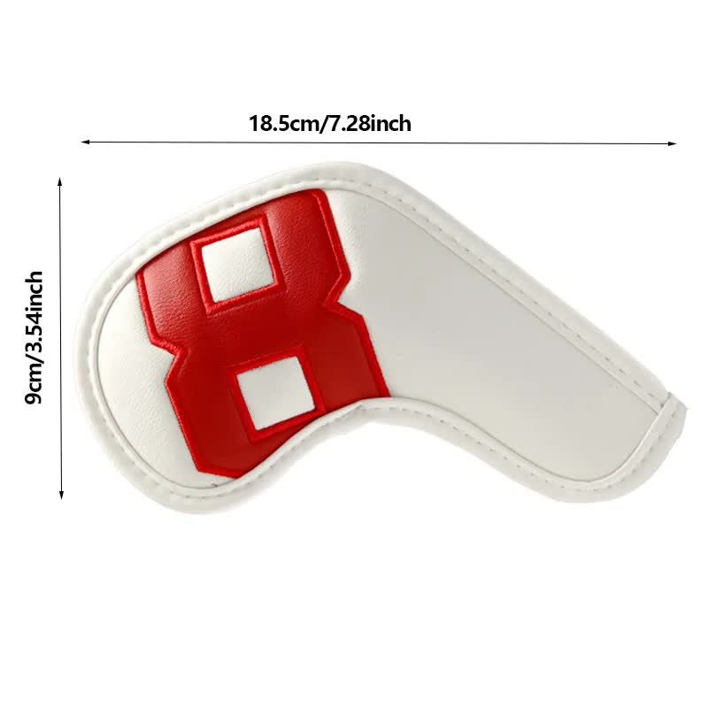 Colorful Words On White Background PU Leather Golf Iron Headcovers Set 10pcs - Numbered Protective Club Covers 4-9, P, A, S, L Universal Fit