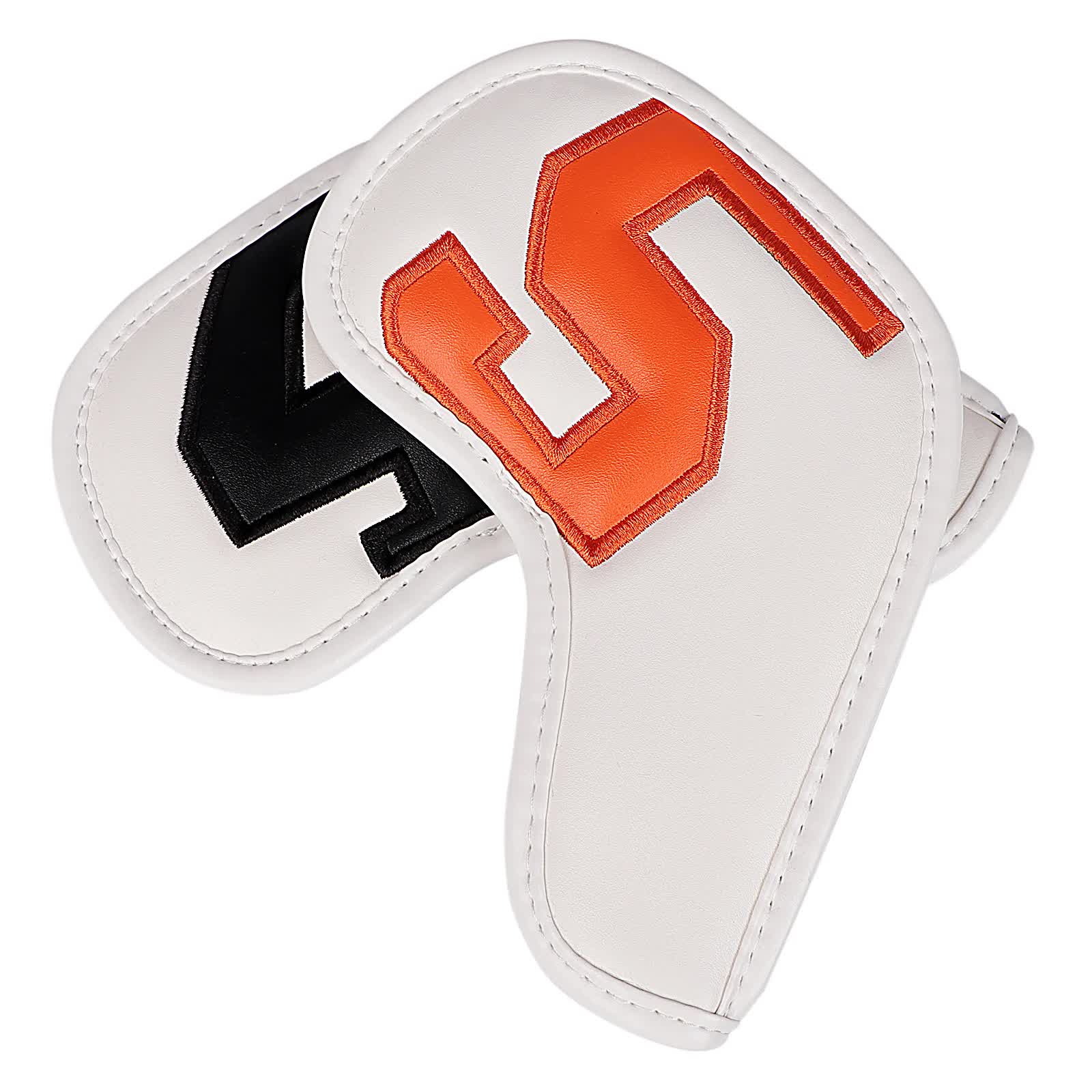 White Words On Black Background PU Leather Golf Iron Headcovers Set 10pcs - Numbered Protective Club Covers 4-9, P, A, S, L Universal Fit