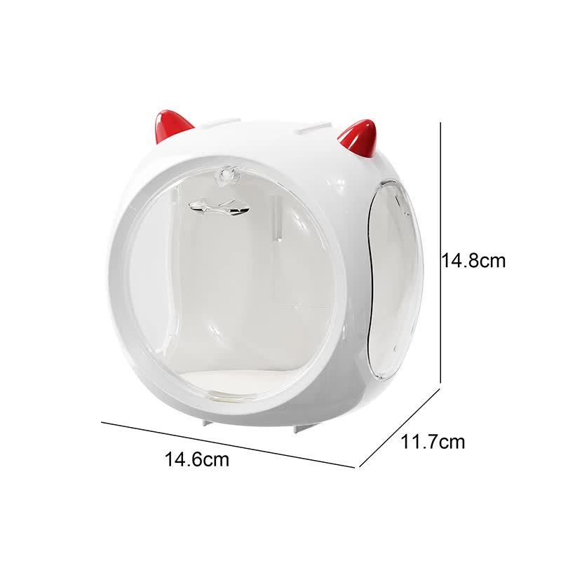 White And Red Horn Acrylic Blind Box Display Case - Transparent Dustproof Storage for Figures and Collectibles The model is a shooting prop and is not included