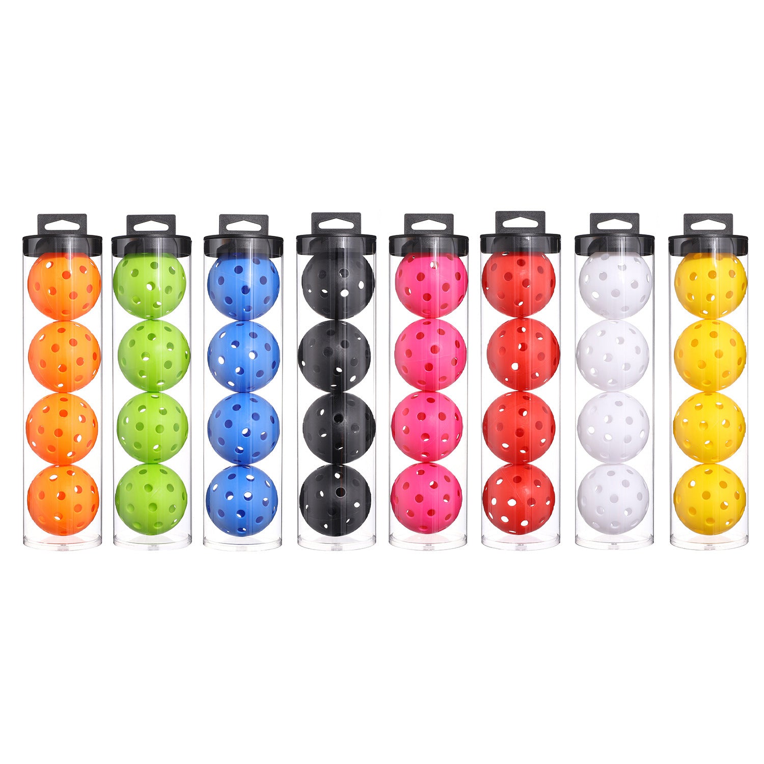 2 Tubes Orange Outdoor Pickleball Balls 4-Pack - Durable 40-Hole Design with Carry Tube 8 balls in total