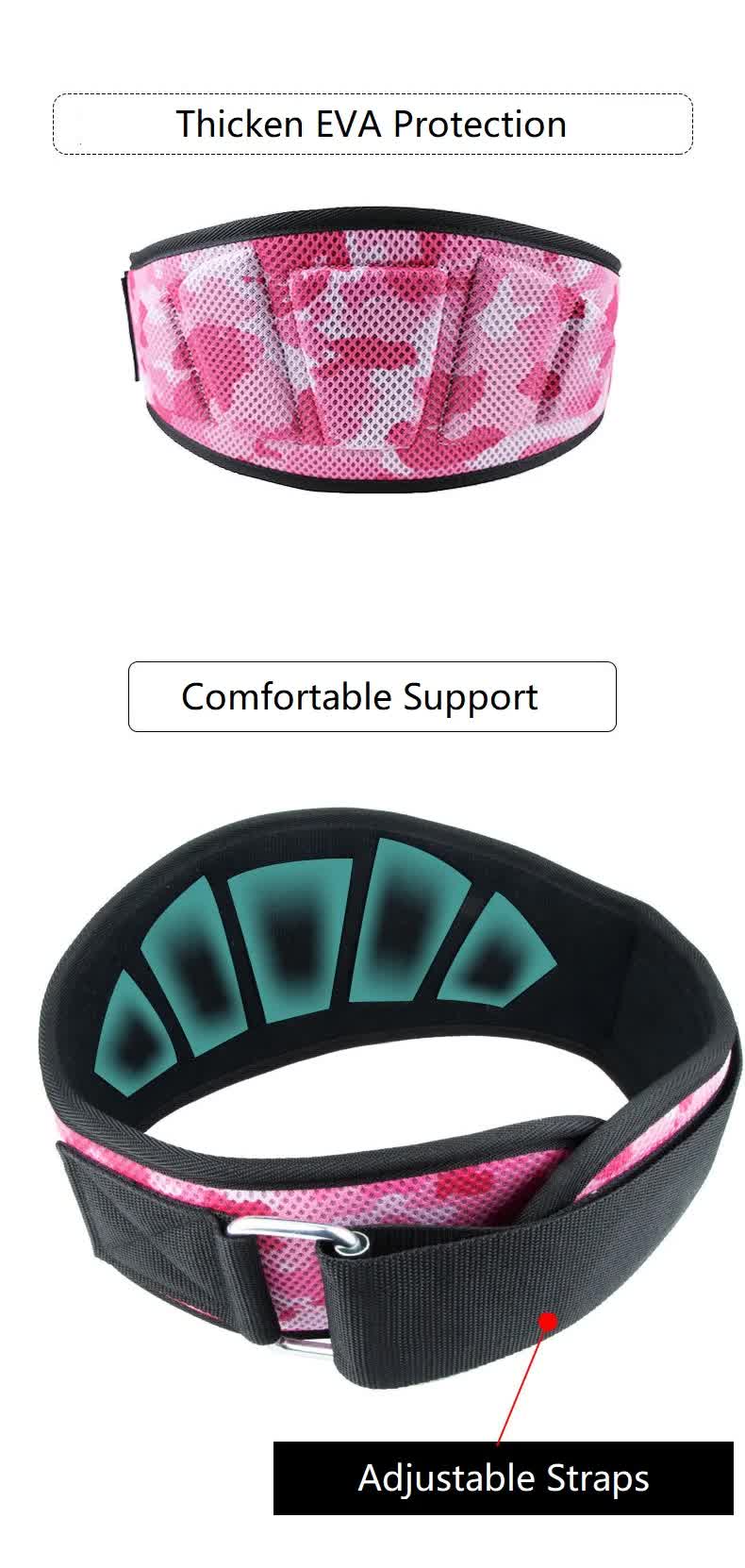Size S Pink Camouflage Camo Weightlifting Belt - EVA Nylon Gym Belt for Squats, Deadlifts & Lumbar Support