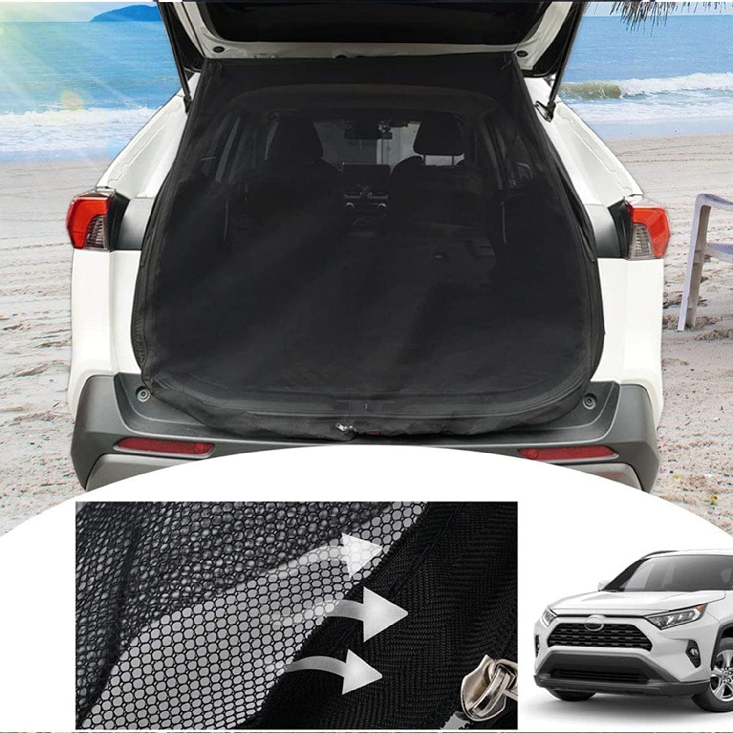 Size S Black Magnetic Car Window Sun Shade Screens & SUV Tailgate Mosquito Net Set - Breathable Bug Protection