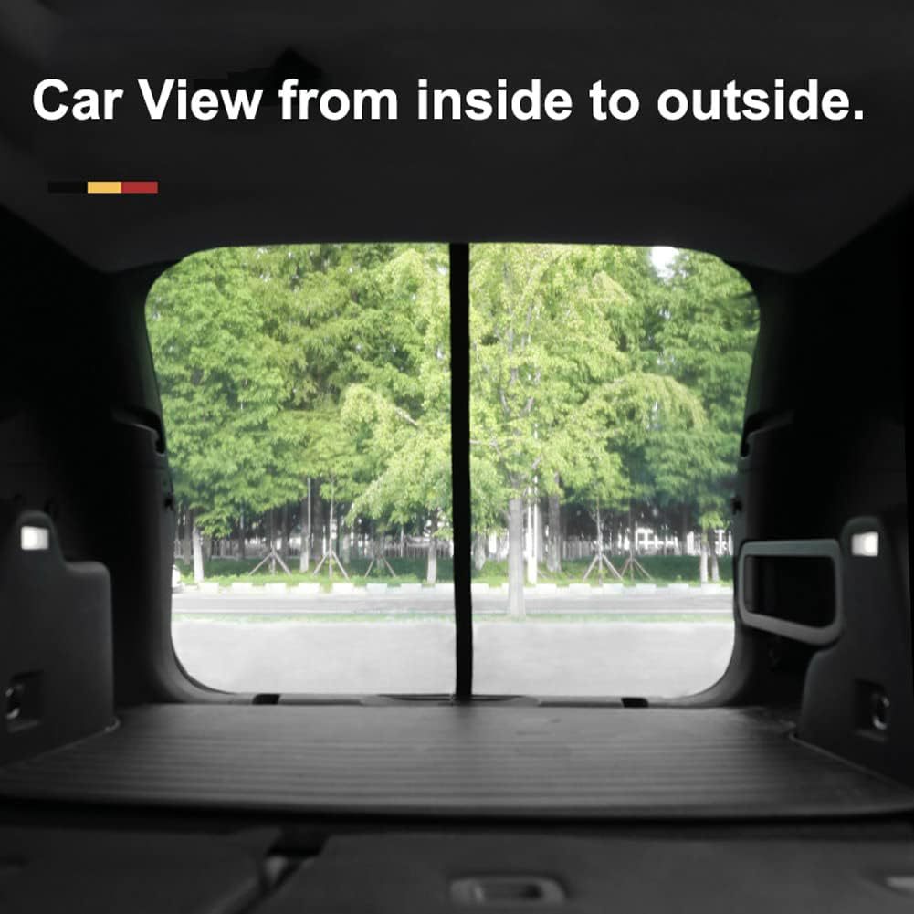 Size XL Black Magnetic Car Window Sun Shade Screens & SUV Tailgate Mosquito Net Set - Breathable Bug Protection