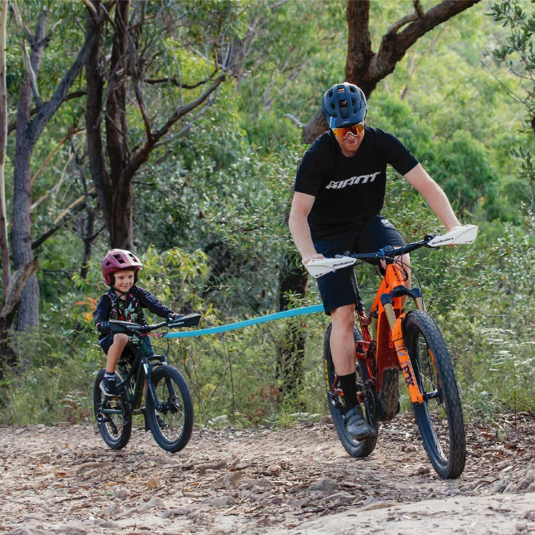 Black MTB Bicycle Tow Rope - Bungee Tow Strap for Kids & Family Cycling Uphill Assist