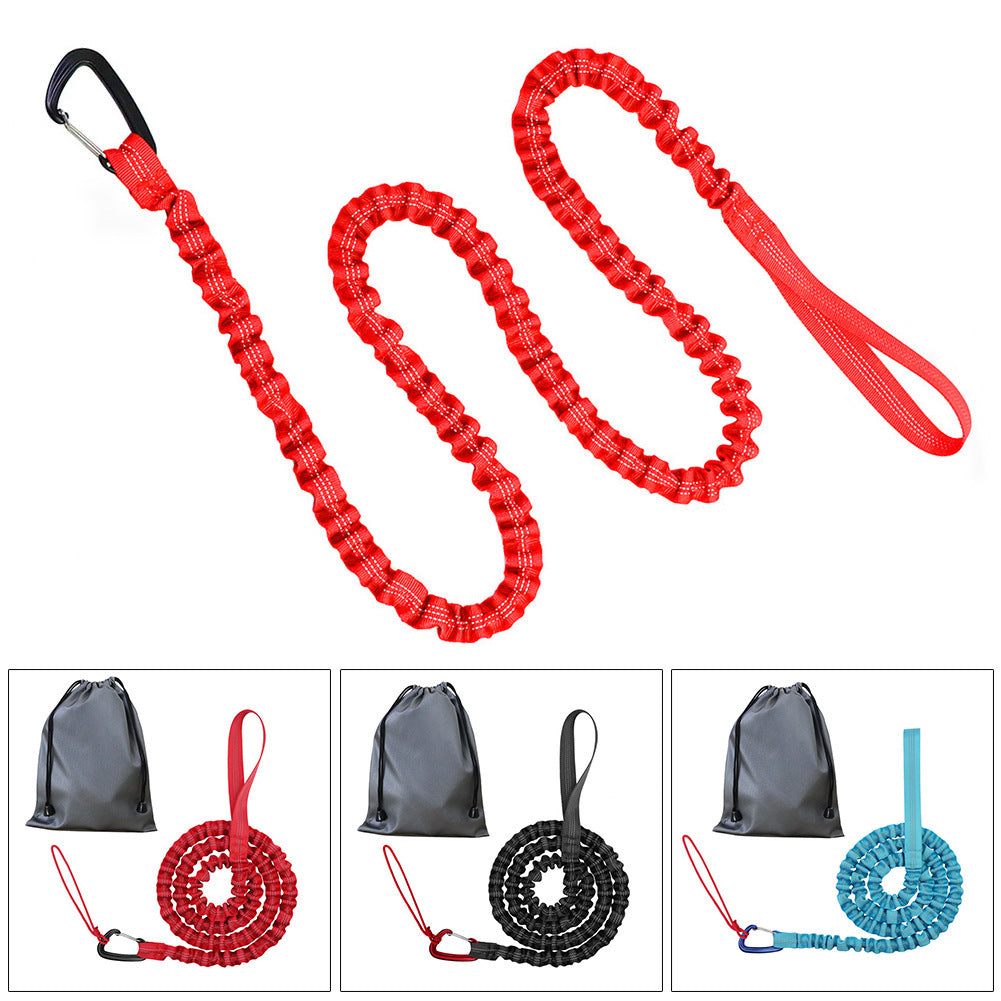 Black MTB Bicycle Tow Rope - Bungee Tow Strap for Kids & Family Cycling Uphill Assist