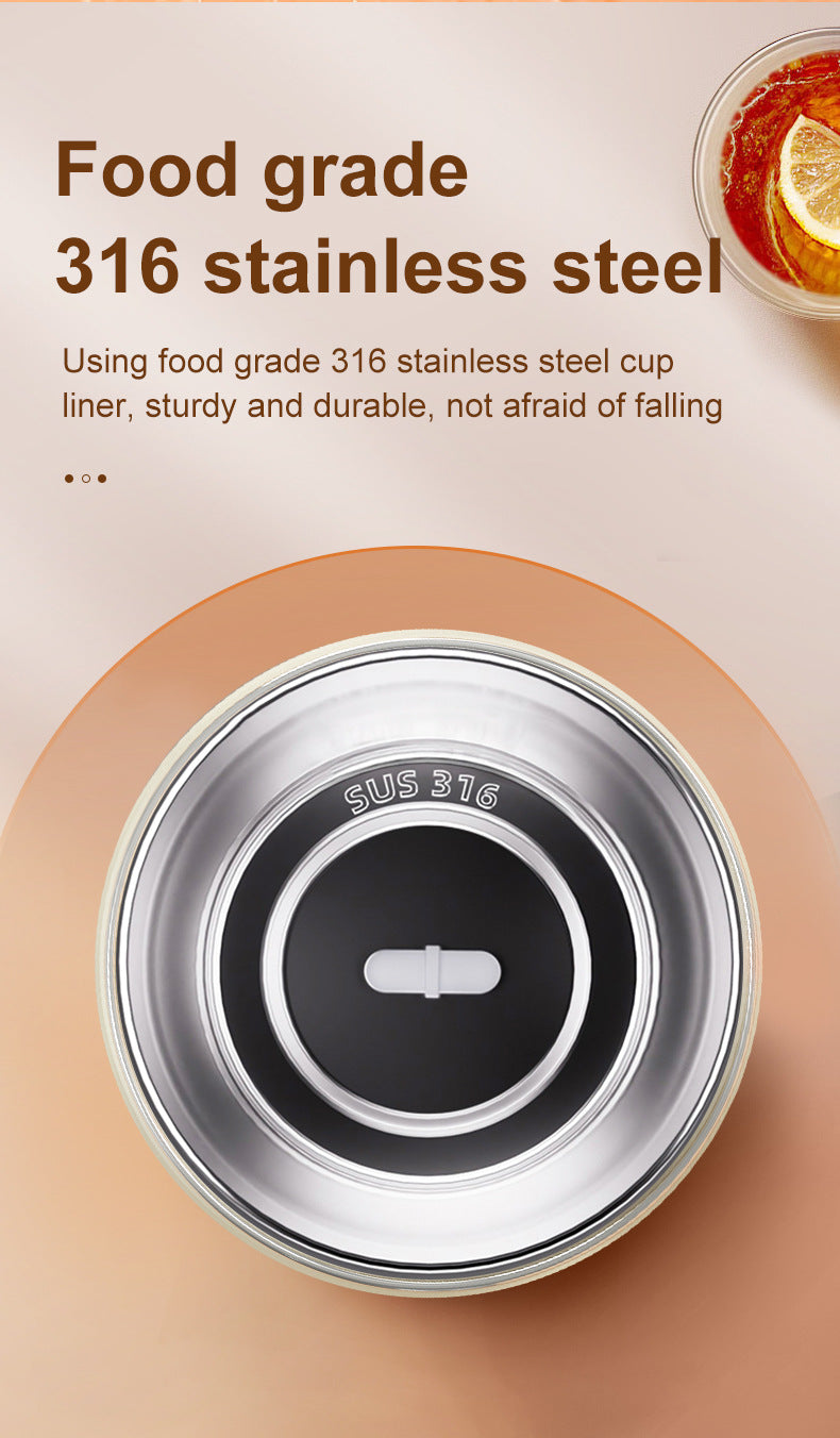 Light Yellow 316 Stainless Steel Rechargeable Electric Self-Stirring Mug - 420ml Automatic Mixing Cup with Magnetic Rotor