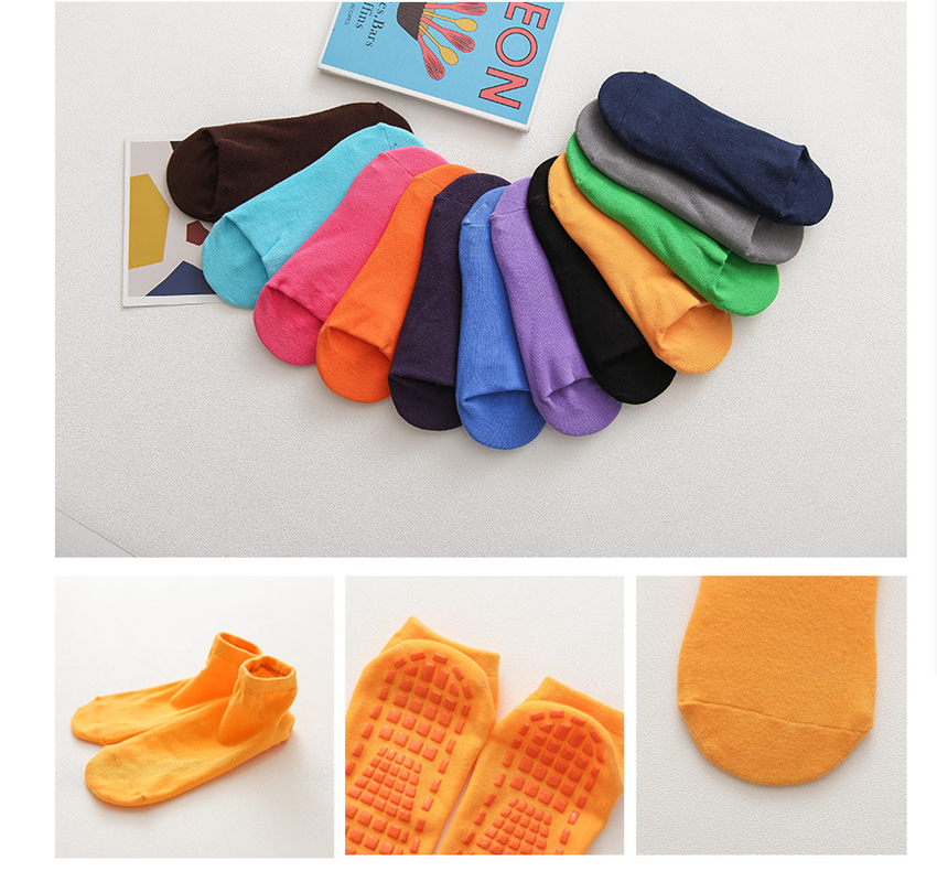 Ten Pairs Of Yellow Kids Non-Slip Trampoline Socks for Playground Early Education and Yoga Unisex Anti-Skid Floor Socks for 1-5 Years