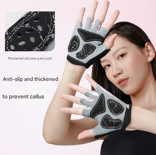 L Pink Children's Summer Cycling Gloves - Breathable Half-Finger Non-Slip Fitness Training Gloves for Weightlifting