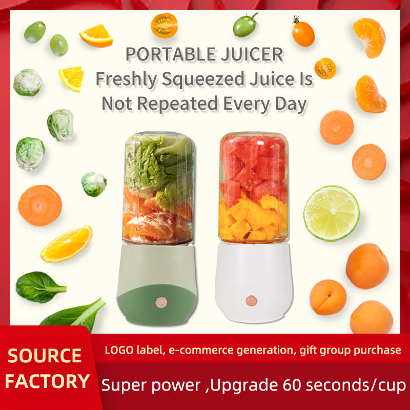 Green Compact Portable Blender - USB Rechargeable Mini Juicer Cup with 4 Blades