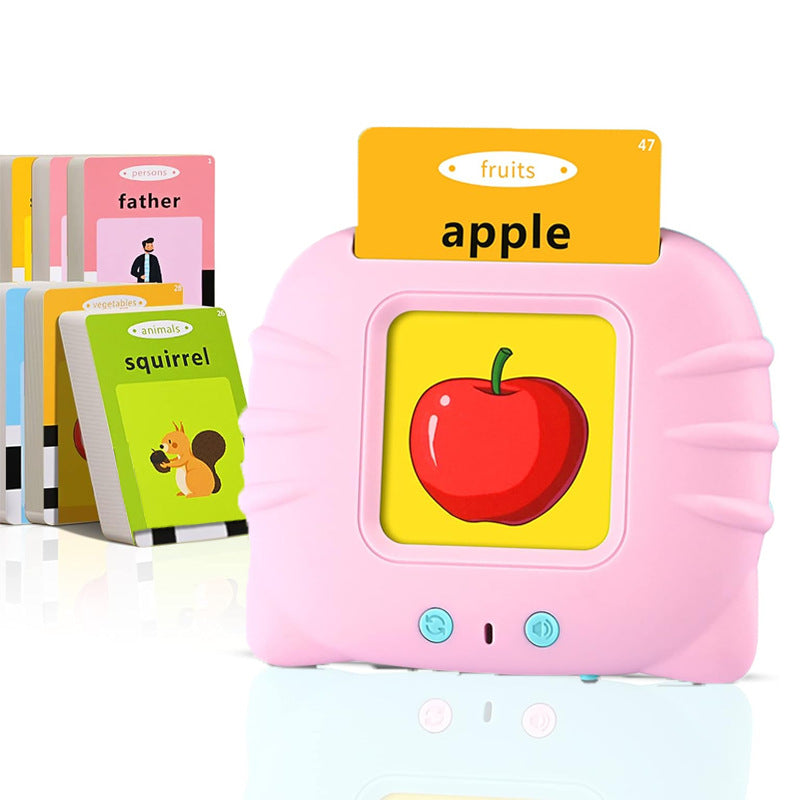 Pink Cat Plain English 112 Cards 224 Contents Bilingual Early Learning Flash Card Reader - Interactive Audio Toy for Toddlers