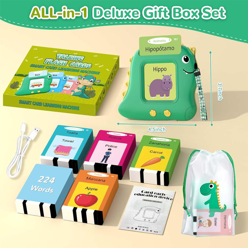 Blue Cat Spanish & English Bilingual Flash Card Reader - Interactive Audio Learning Toy 112 Cards