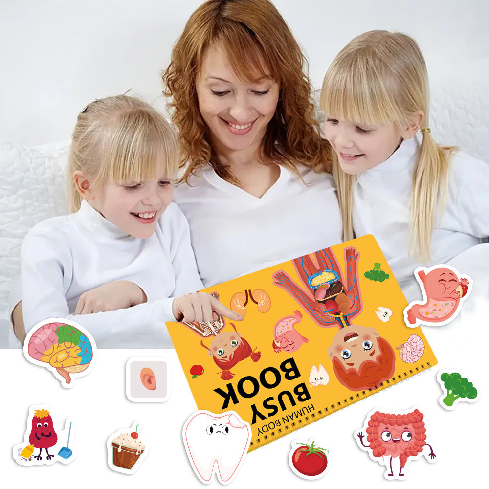 Interactive Human Body Busy Book Set 2 Books - Educational Quiet Learning Toy for Toddlers