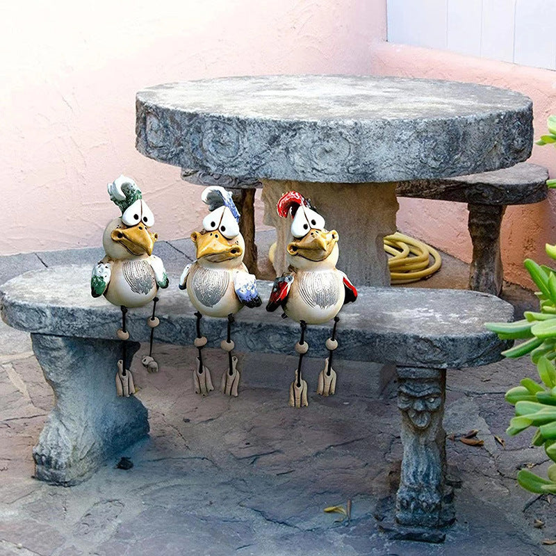 Red Quirky Resin Rooster Figurine Set 2-Pack - Novelty Chicken Home Decor Ornaments