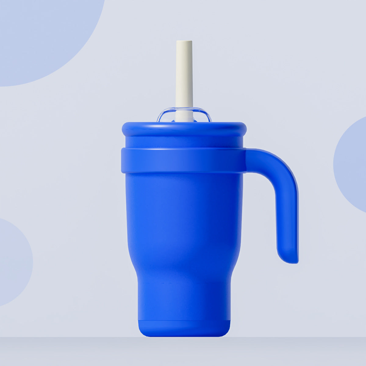 Blue 14oz Insulated Tumbler with Handle & Straw - 304 Stainless Steel Car Cup Contrast Color