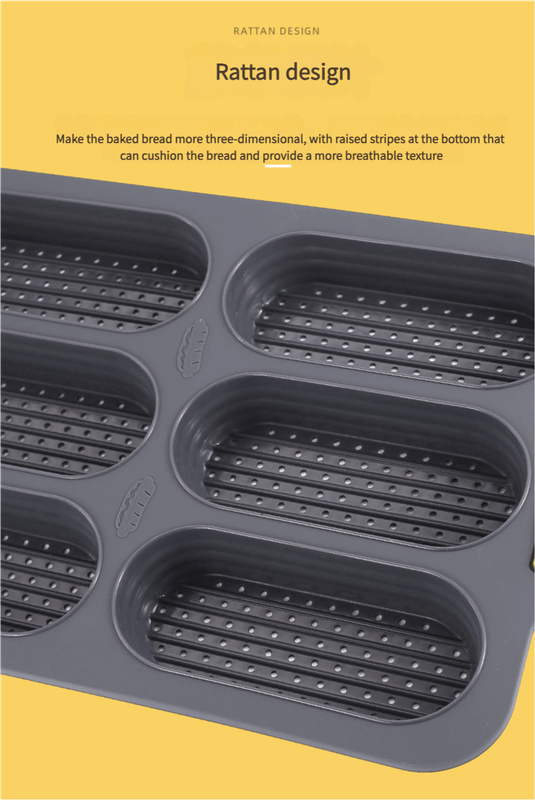 Brown 6-hole silicone baking mold, perforated loaf pan 37.5 cm x 24.5 cm, suitable for bread and cakes sold in sets of 2