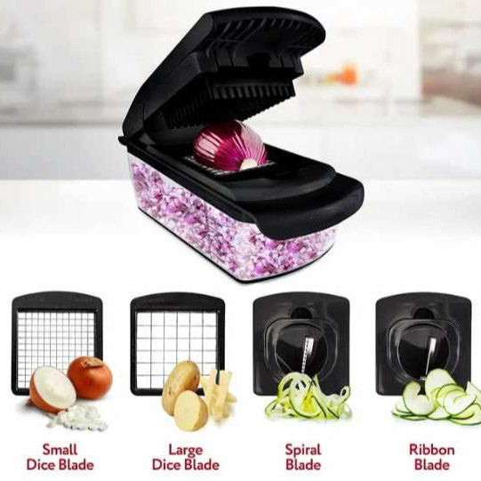 18-Piece Multi-Function Vegetable Chopper, Rotary Grater, Spiralizer and Slicer for Home Kitchen White and green