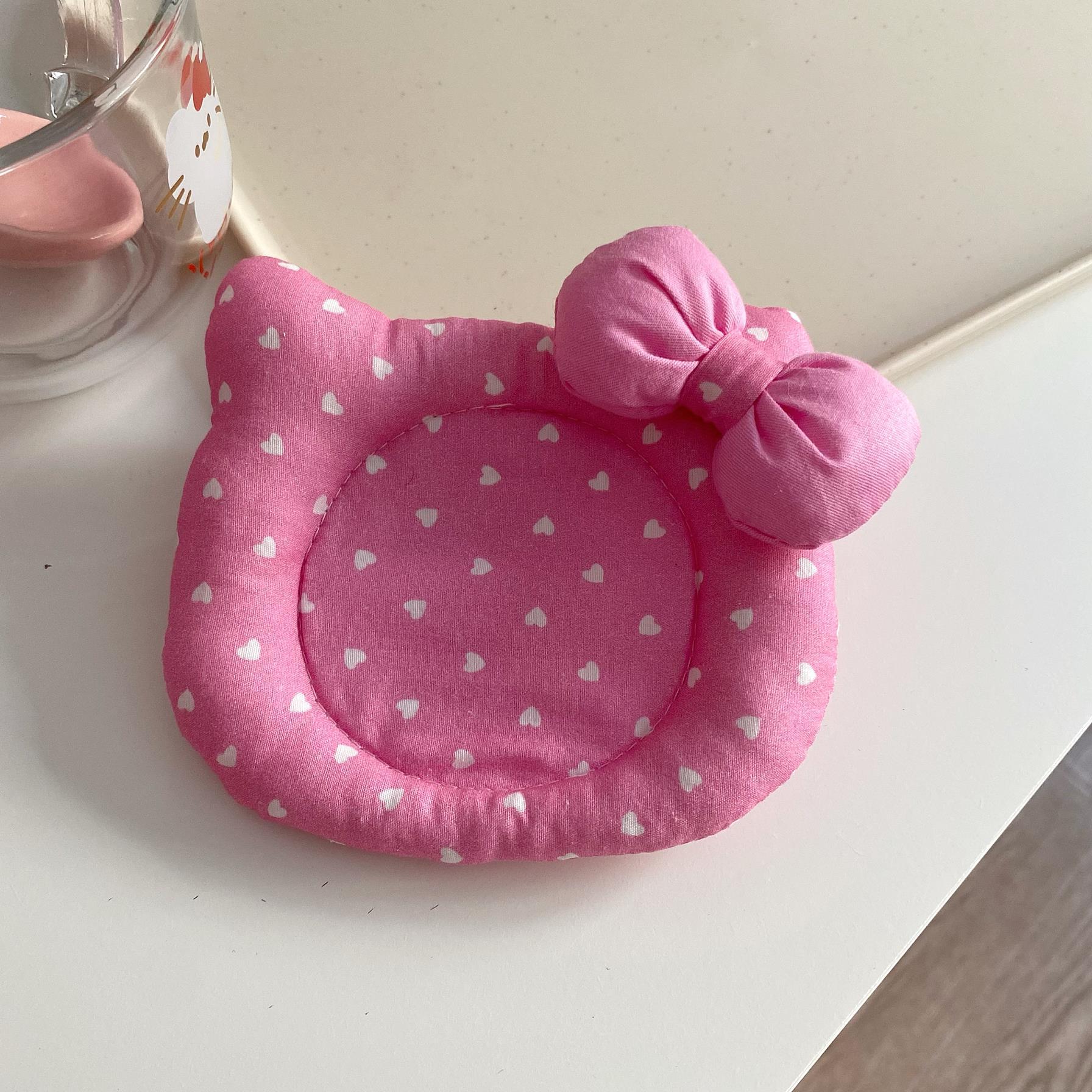 Korean INS Kitty Quilt Insulation Pad, Cute Fabric Kitchen Mat, Desktop Decoration Pink