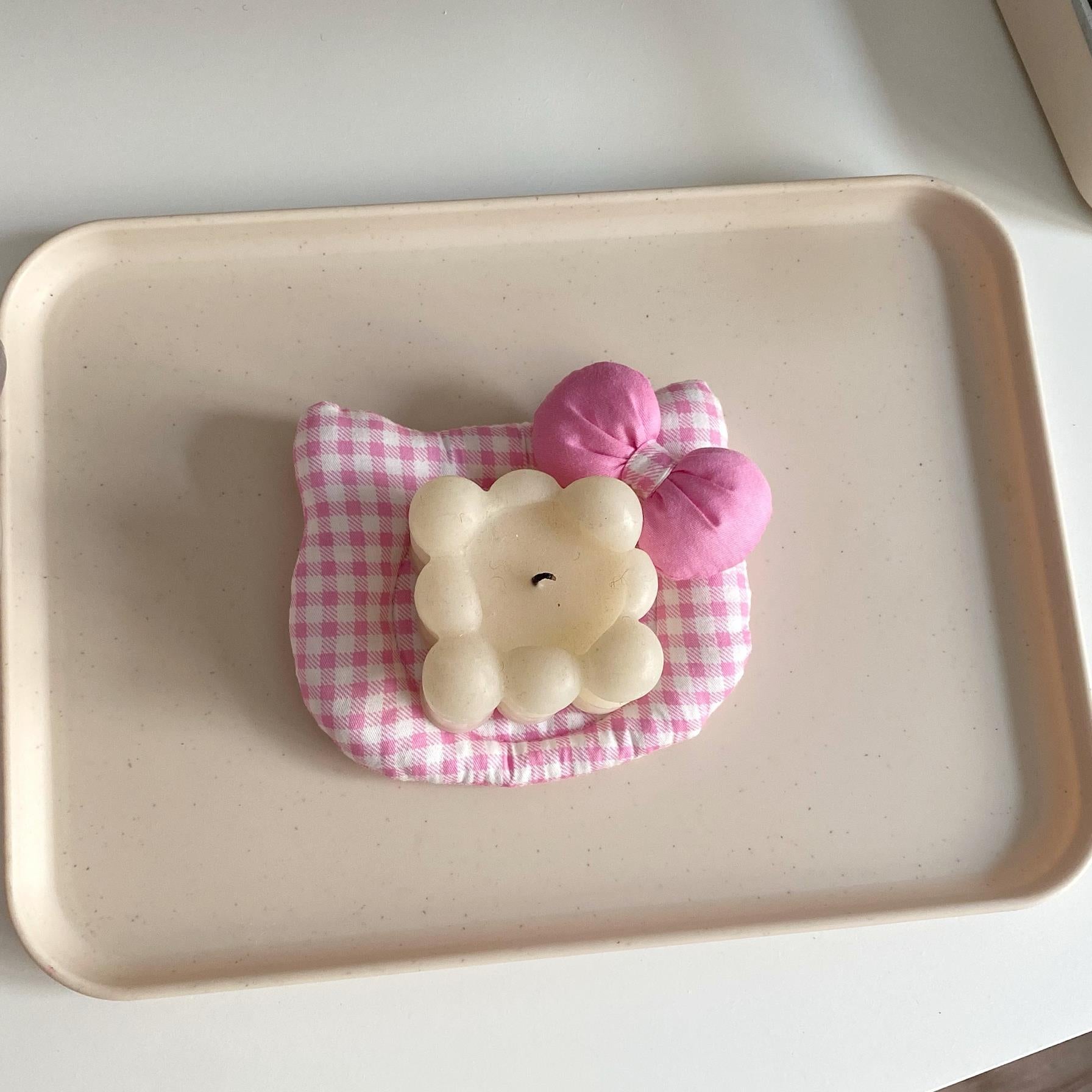 Korean INS Kitty Quilt Insulation Pad, Cute Fabric Kitchen Mat, Desktop Decoration Pink