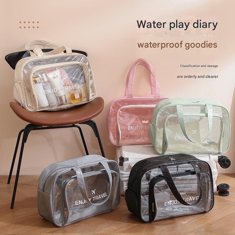 Waterproof beach bag with wet and dry separation, gym and swim storage bag, toiletries and cosmetic bag for swimsuits and goggles Gray has shoe compartment