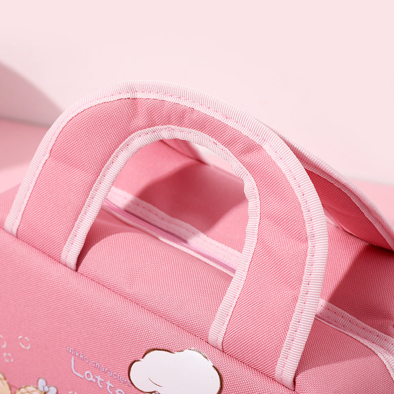 Light pink Cute Cartoon Lunch Bag - Large Capacity Insulated Handbag for Students and Office Use