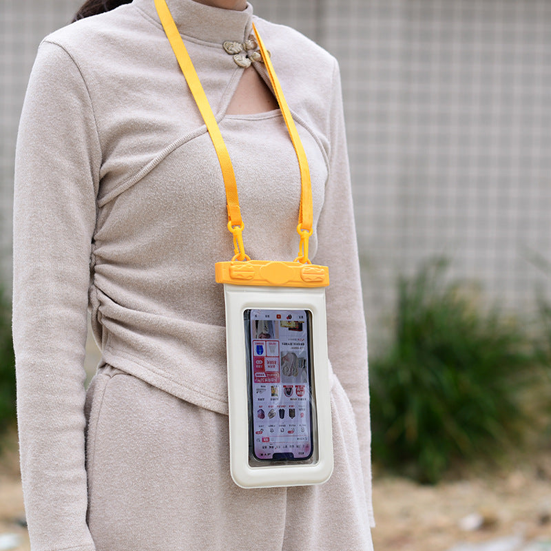 IPX8 Waterproof Phone Pouch with Inflatable Floating Layer,Touchscreen Dry Bag for Swimming yellow