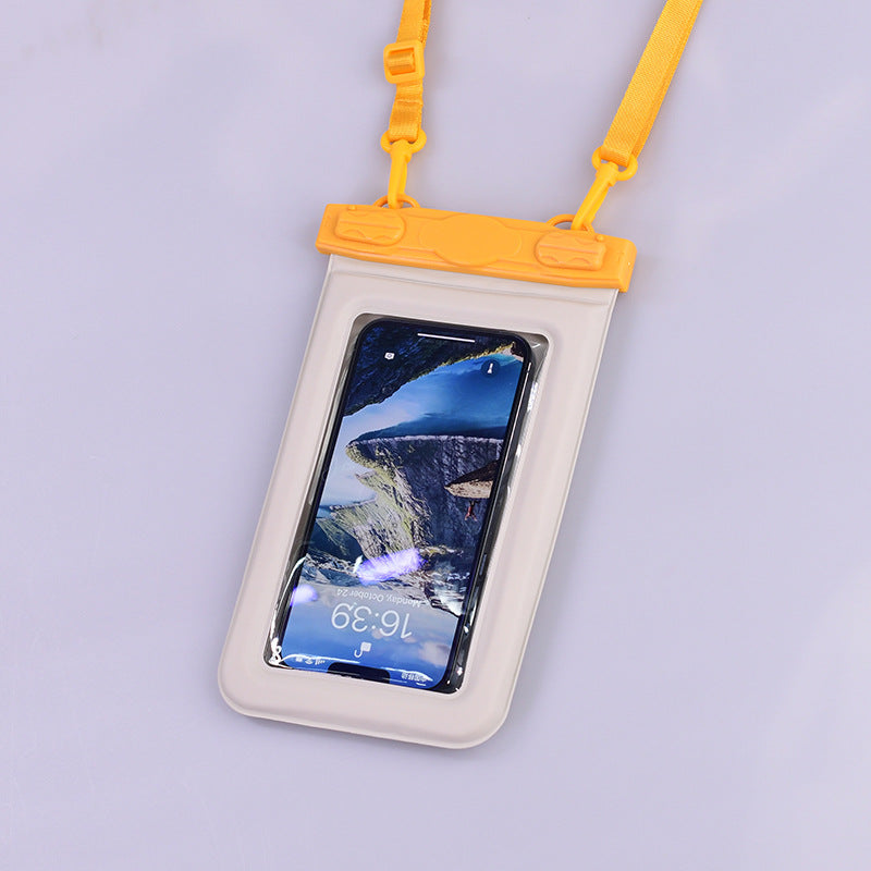 IPX8 Waterproof Phone Pouch with Inflatable Floating Layer,Touchscreen Dry Bag for Swimming yellow