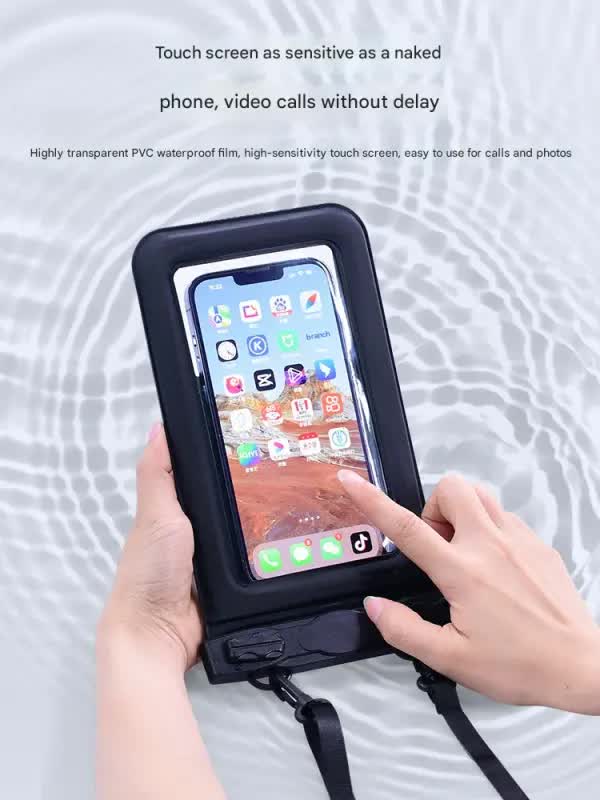 IPX8 Waterproof Phone Pouch with Inflatable Floating Layer,Touchscreen Dry Bag for Swimming(dark green)