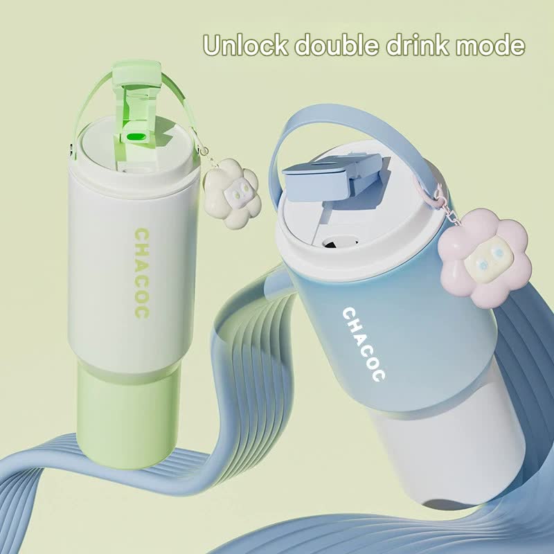 304 Stainless Steel Insulated Tumbler,Large Capacity with Handle and Cute Cloud Accessory Blue