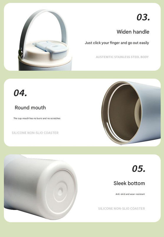 304 Stainless Steel Insulated Tumbler,Large Capacity with Handle and Cute Cloud Accessory Blue