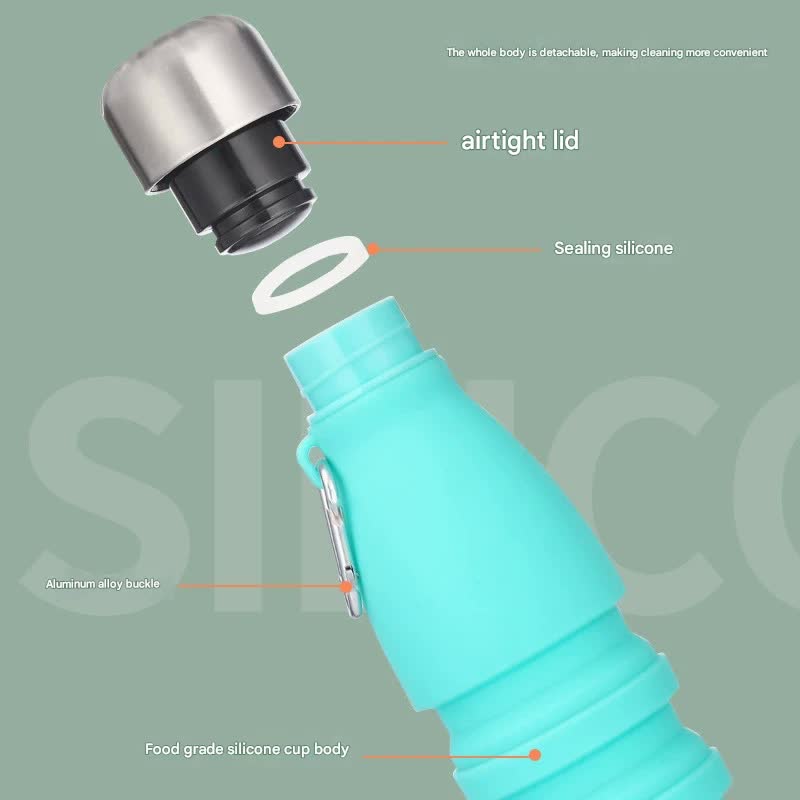 Desert yellow Collapsible Silicone Water Bottle - Portable Sports Hydration Flask with Carabiner, 550ml/300ml