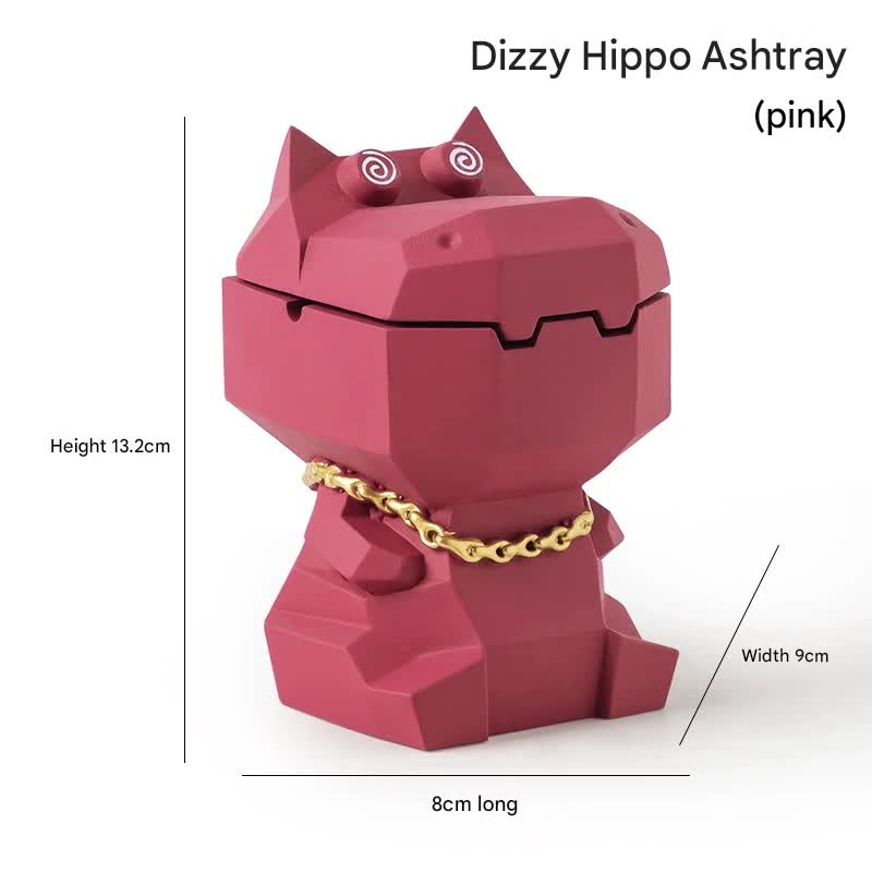 Hippo Ashtray with Lid - Stylish Geometric Decor for Home and Office Pink