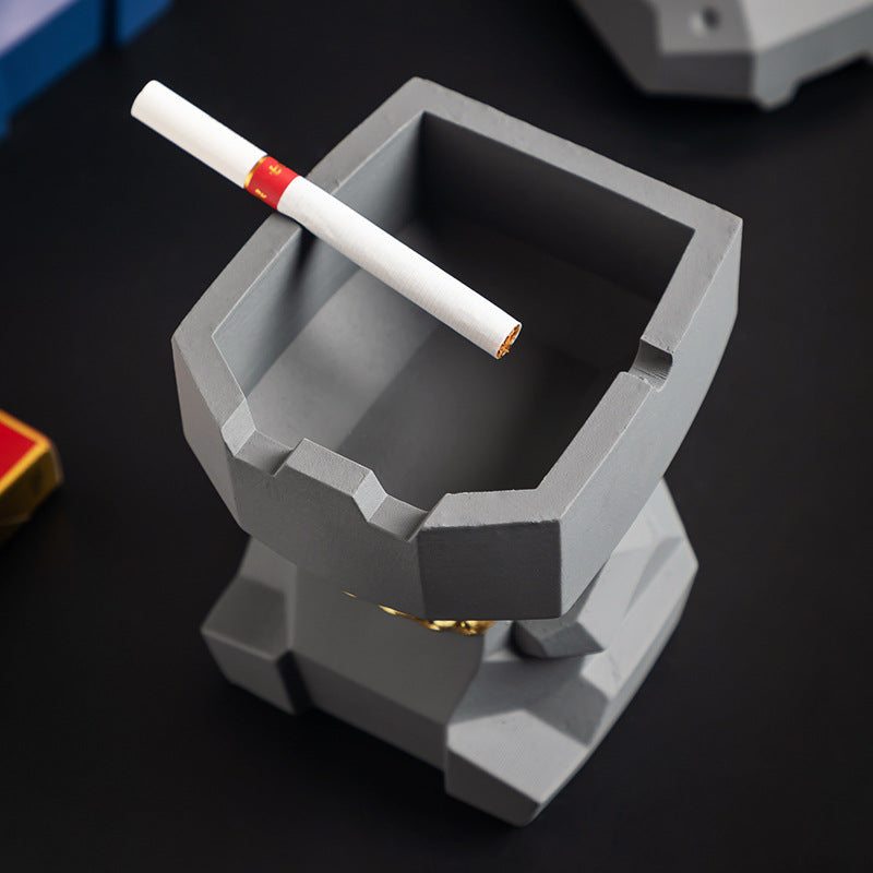 Hippo Ashtray with Lid - Stylish Geometric Decor for Home and Office Black