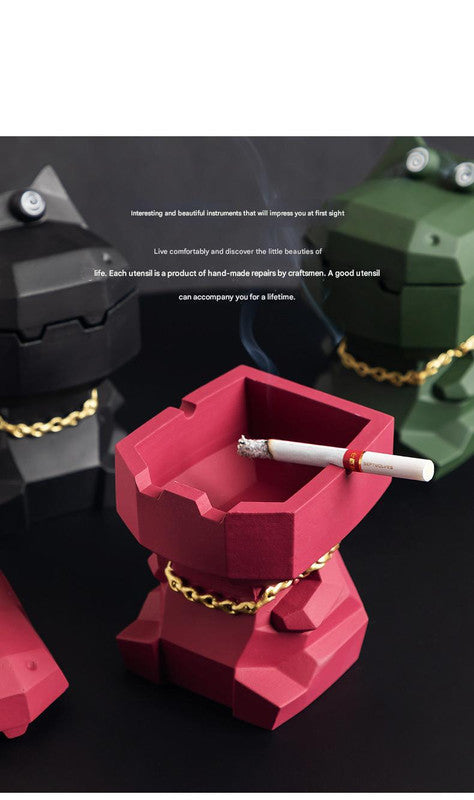 Hippo Ashtray with Lid - Stylish Geometric Decor for Home and Office Black