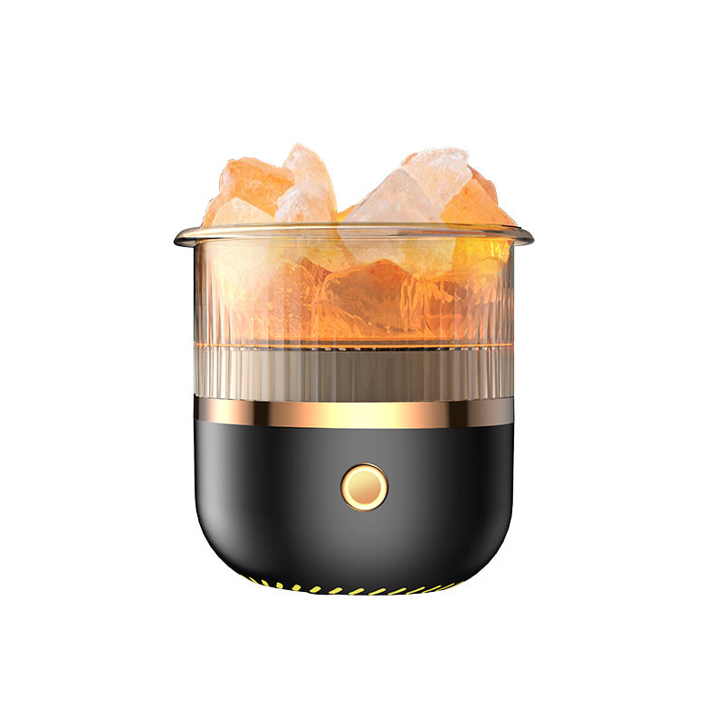 Crystal Humidifier with LED Light - Aromatherapy Diffuser for Home Relaxation black