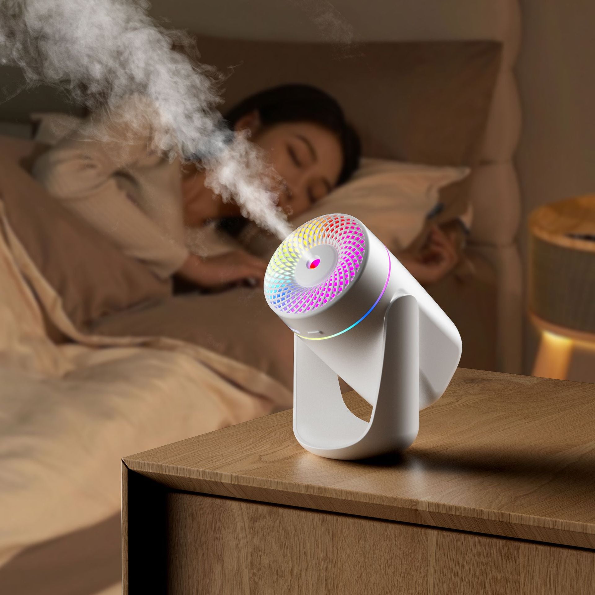 Portable LED Humidifier - Compact Aromatherapy Diffuser with Mist white
