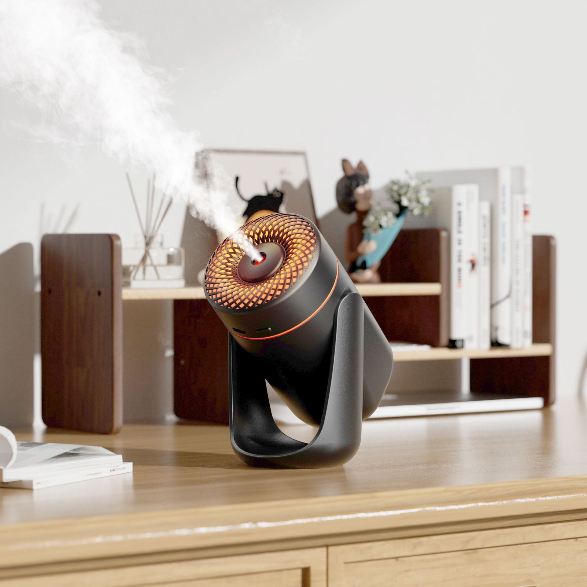 Portable LED Humidifier - Compact Aromatherapy Diffuser with Mist black