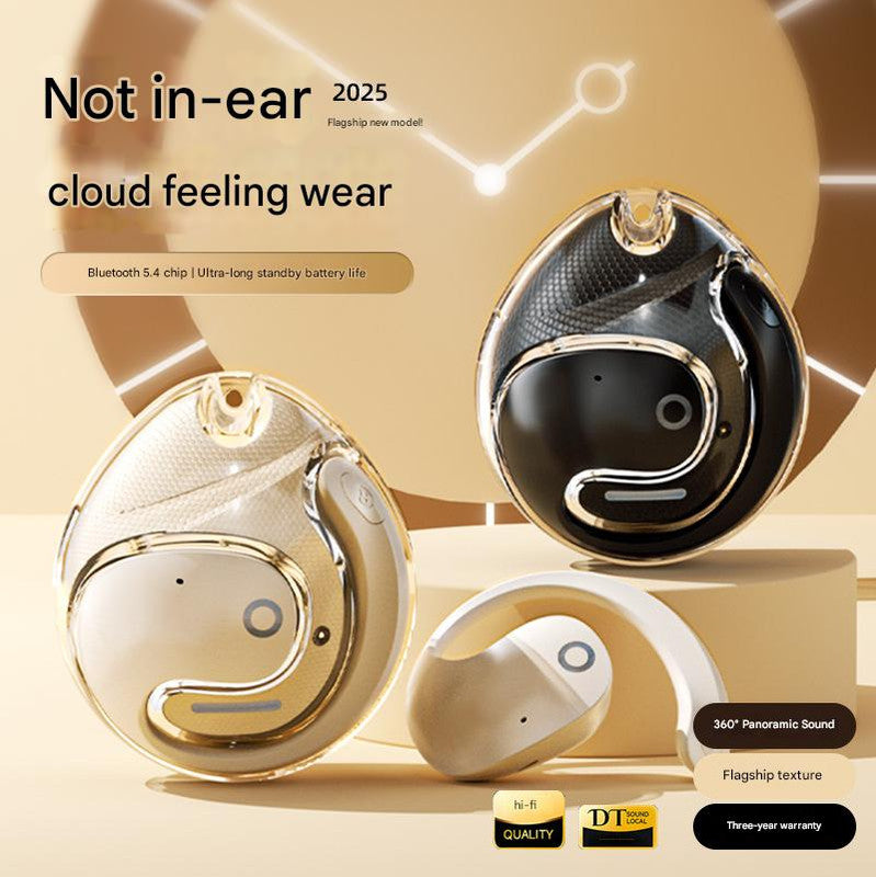 Bone Conduction Wireless Earbuds - Hi-Fi Sound with 360-Degree Design and Fitness Tracking black