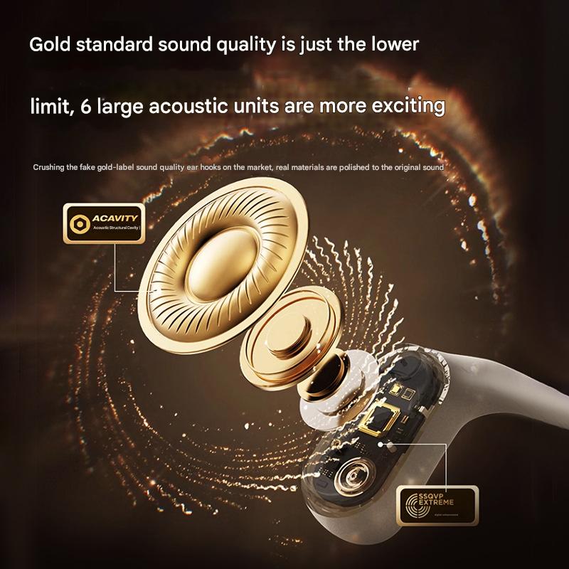 Bone Conduction Wireless Earbuds - Hi-Fi Sound with 360-Degree Design and Fitness Tracking black