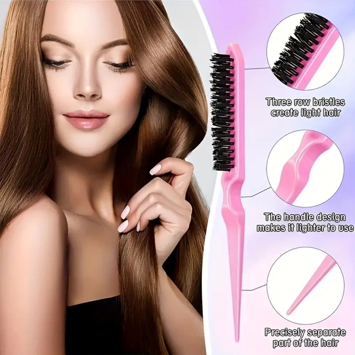 Complete Hair Styling Kit with Detangling Brushes, Combs, Spray Bottle, and Accessories Purple