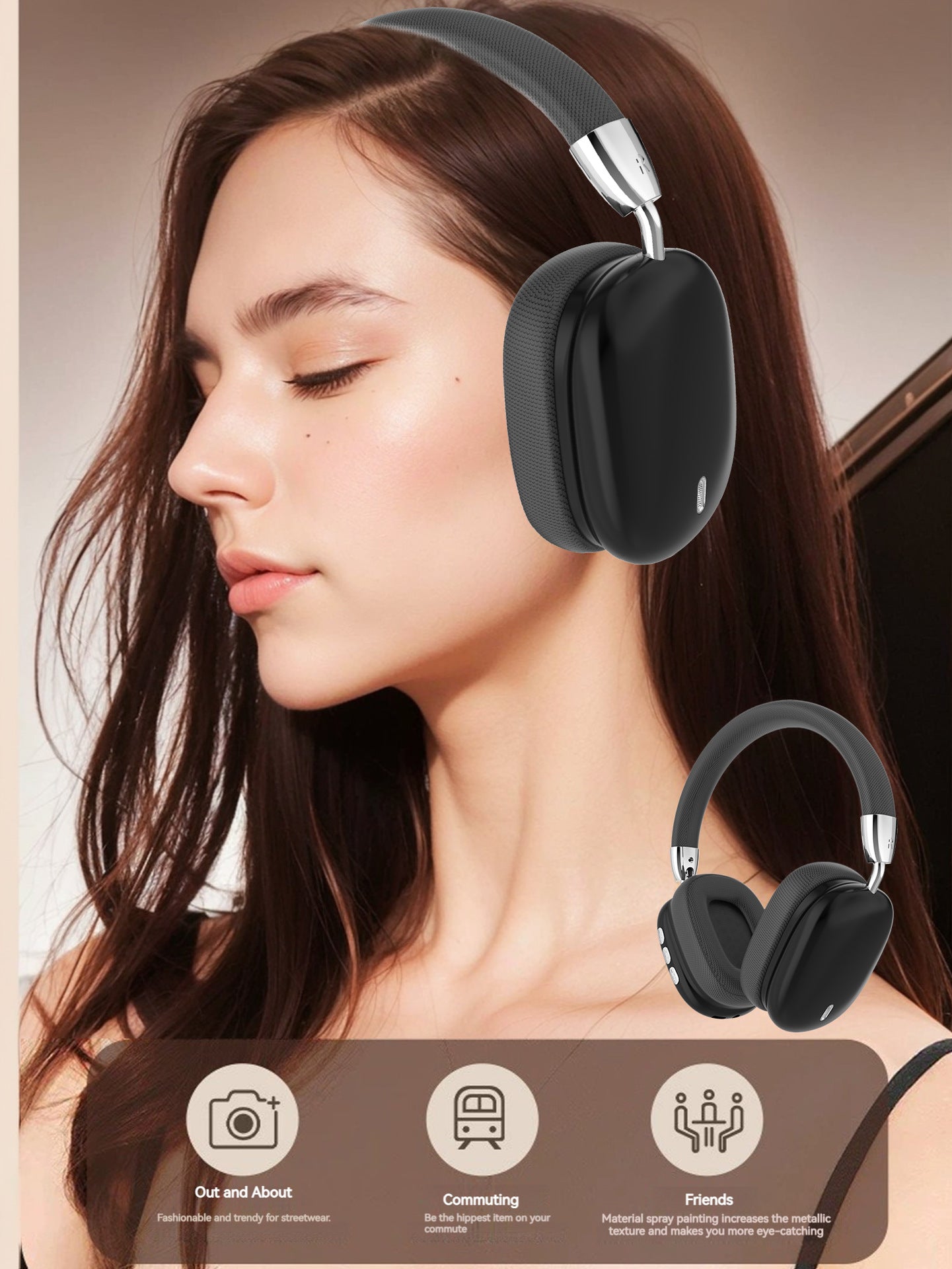 Premium Wireless Bluetooth Headphones with Stereo Hi-Fi Sound silver