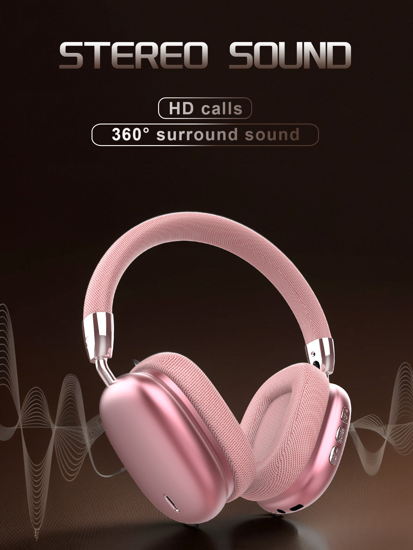 Premium Wireless Bluetooth Headphones with Stereo Hi-Fi Sound black
