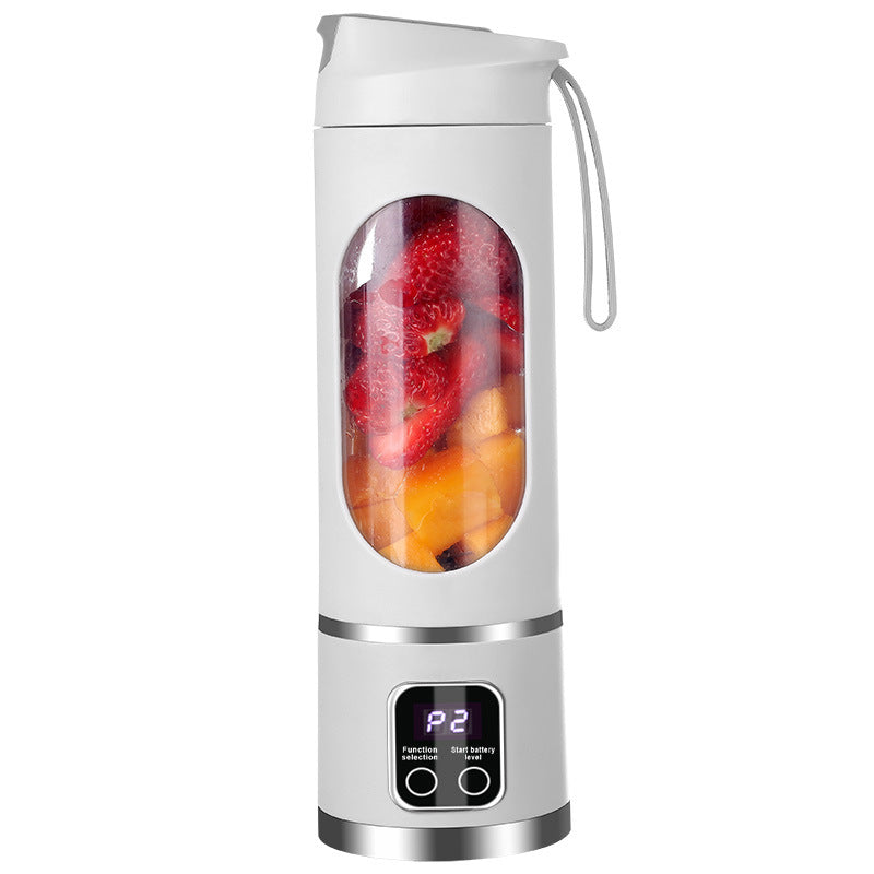 Portable Electric Juicer Blender - 450ml USB Rechargeable Smoothie Maker with 12 Blades white