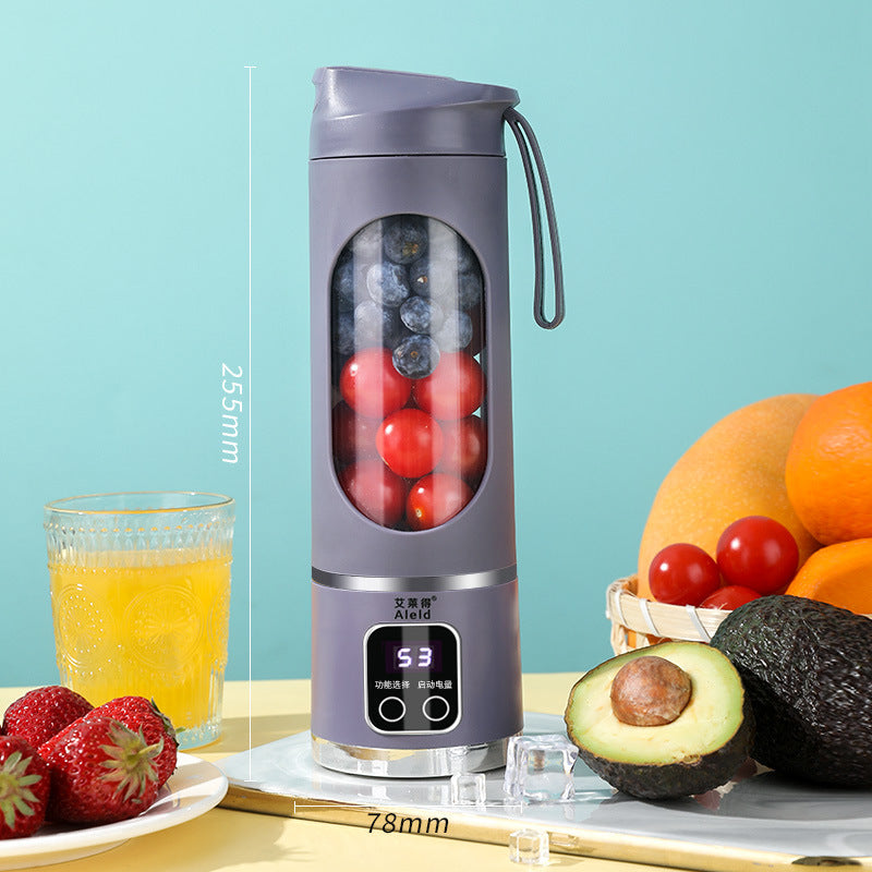 Portable Electric Juicer Blender - 450ml USB Rechargeable Smoothie Maker with 12 Blades Purple