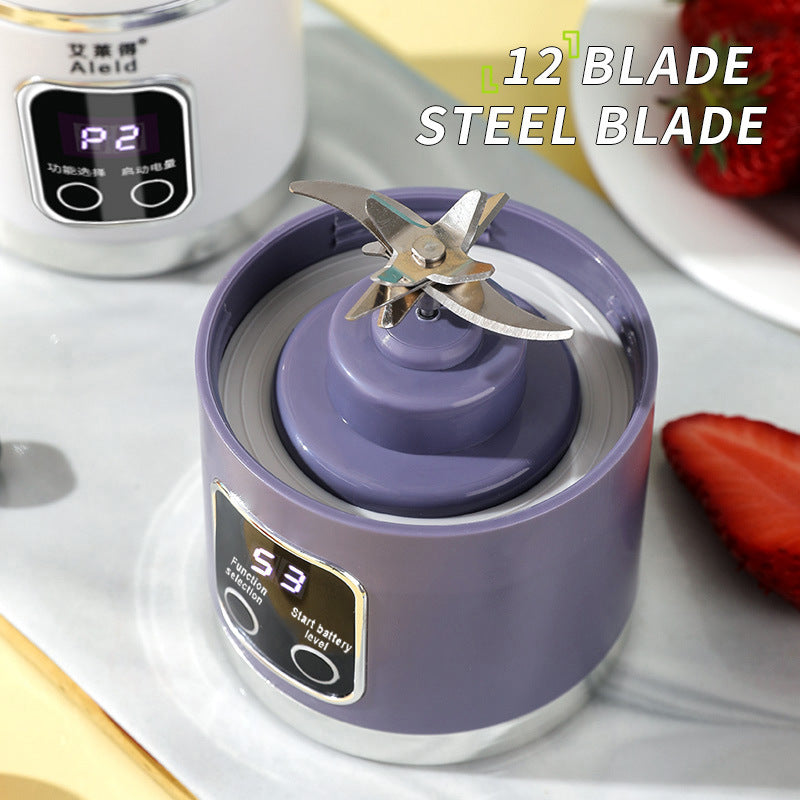Portable Electric Juicer Blender - 450ml USB Rechargeable Smoothie Maker with 12 Blades Purple