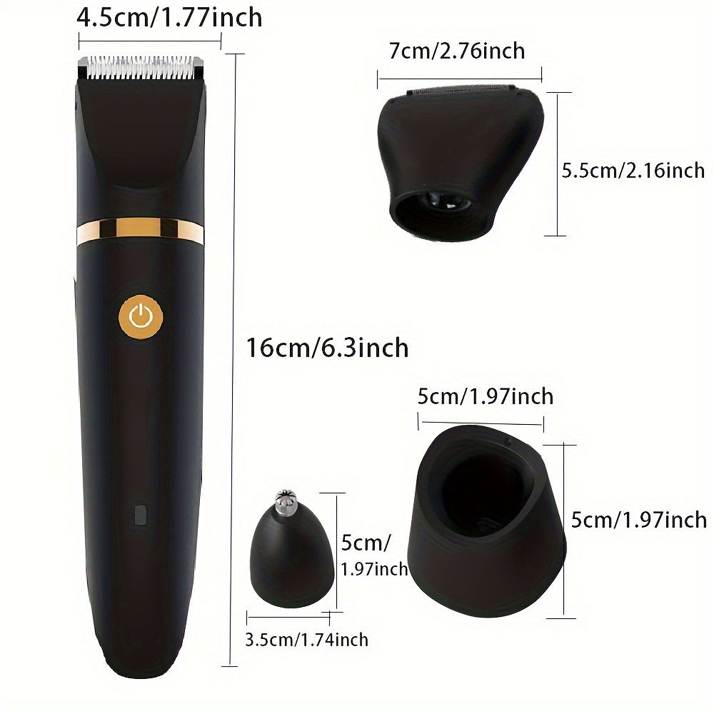 3-in-1 Men's Electric Body Groomer & Hair Clipper Kit - Waterproof, USB-C Rechargeable with Charging Dock Upgraded gray