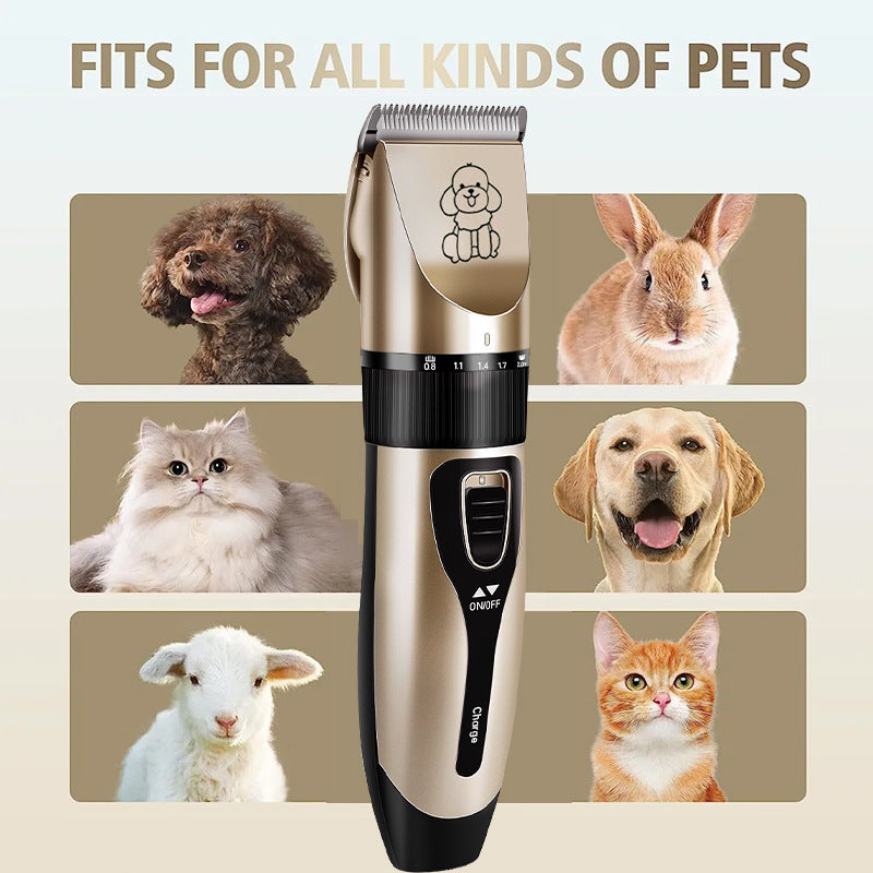 Professional Pet Grooming Hair Clipper Kit - Rechargeable, Low Noise, with Ceramic Blades & 5-Speed Adjustment gold