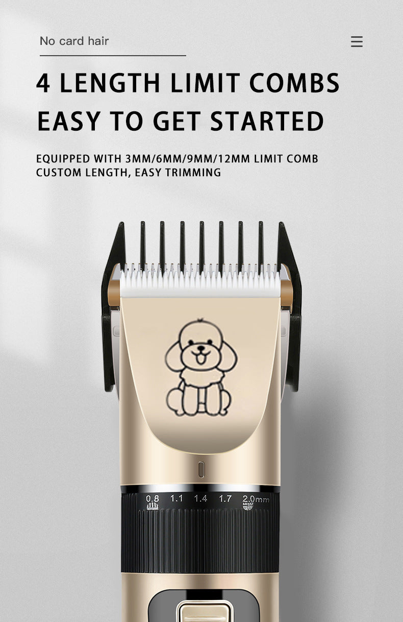 Professional Pet Grooming Hair Clipper Kit - Rechargeable, Low Noise, with Ceramic Blades & 5-Speed Adjustment gold