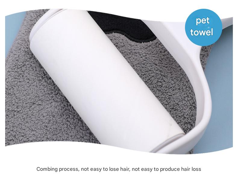 Adorable Pet Paw Grooming & Drying Mitt - Super Absorbent Fleece Material Gray