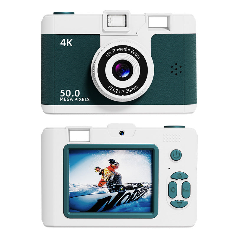 Compact 4K Digital Camera - 50MP, 16x Zoom, 2.4-inch IPS Screen, WiFi & Fill Light - Retro CCD Style Green