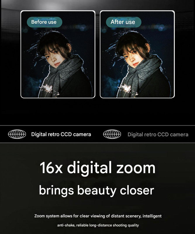 Compact 4K Digital Camera - 50MP, 16x Zoom, 2.4-inch IPS Screen, WiFi & Fill Light - Retro CCD Style Brown